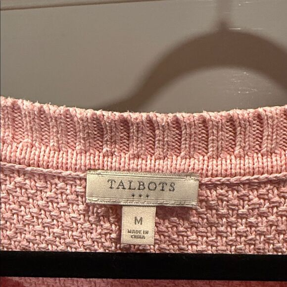 Talbots Pink Textured Crew Neck Sweater Size Medium - Picture 2 of 4